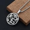 Round Chinese Style Necklace Alloy Men's Lucky Charm New Auspicious Dragon Pendant  Men