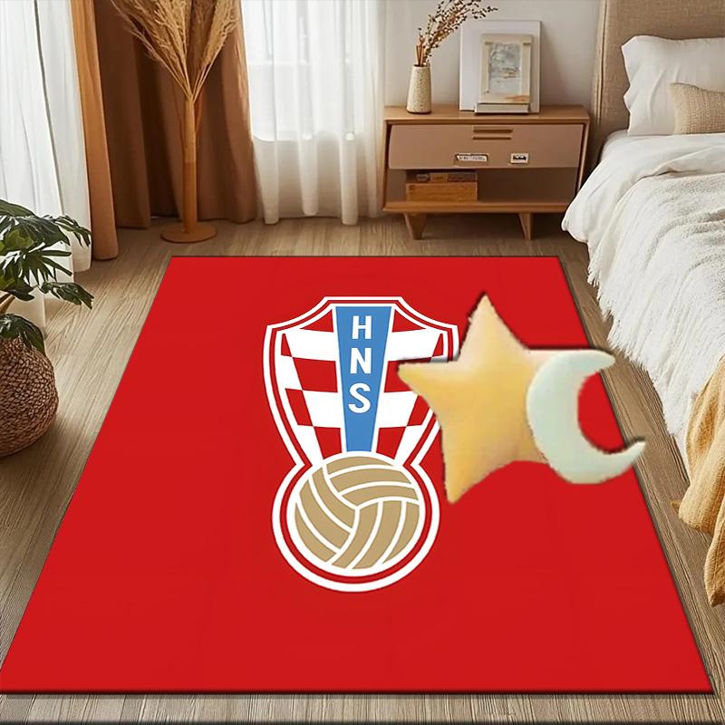 Croatian Football Emblem Rug Game Carpet, Floor Mat for Bedroom Living Room Entryway Rug, Home Decor Idea Gift for Christmas birthday