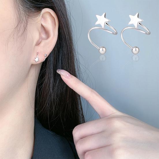 1 Pair Ear Studs Round Beads Five Pointed Star Piercing Mini Cute Gift Hypoallergenic