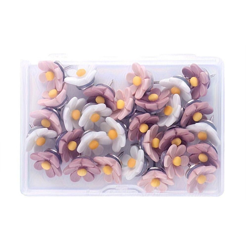 20/30/50Pcs Creative Six-Petal Flower Pushpins DIY Thumb Tacks Portable Board Push Pin Corkboard