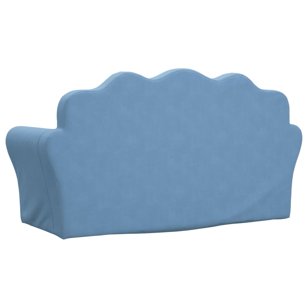 Children s Sofa 2 Seater Blue Soft Plush