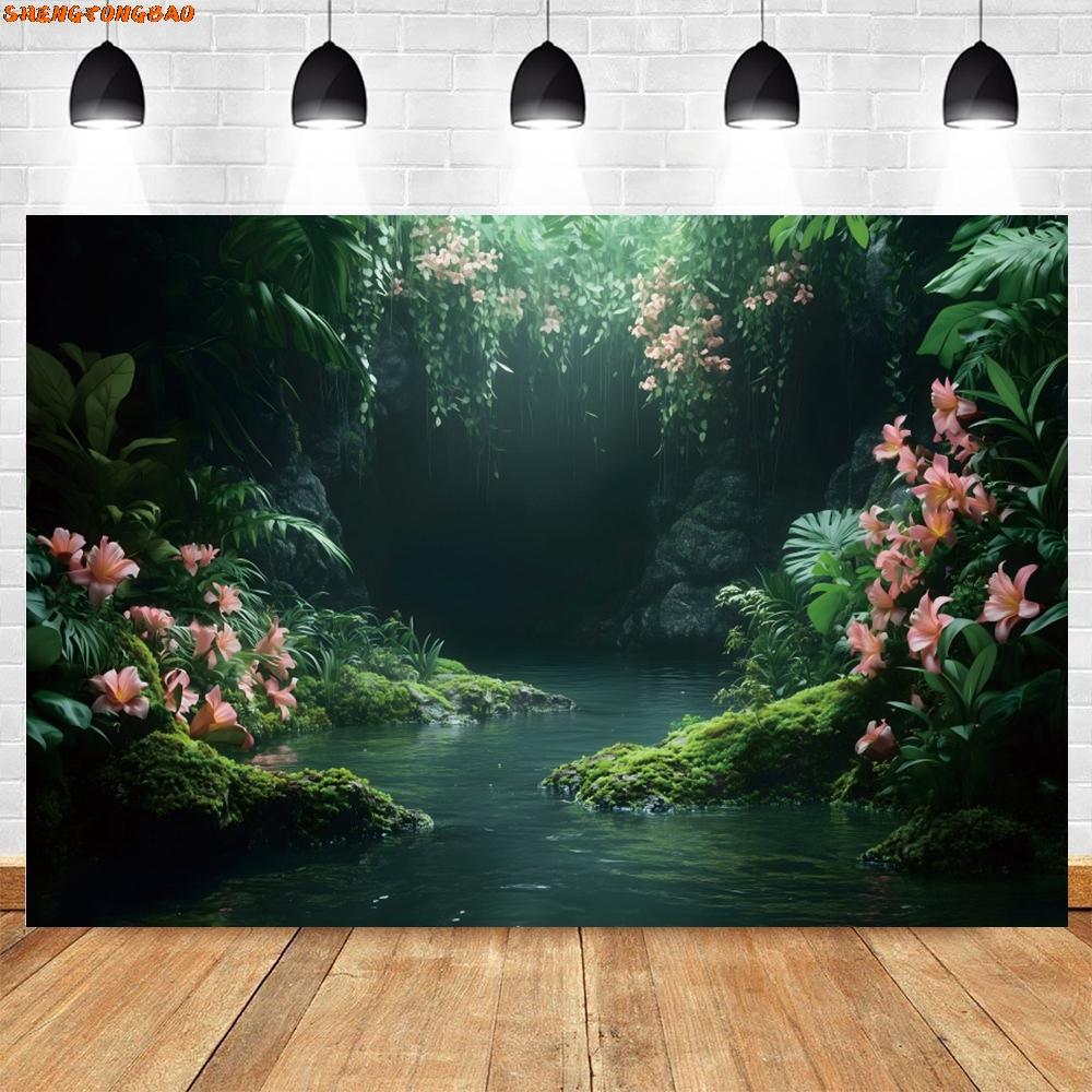 Tropical Rainforest Backdrop Green Trees Baby Shower Birthday Party Portrait Photography Background Wall Decor Photostudio Props