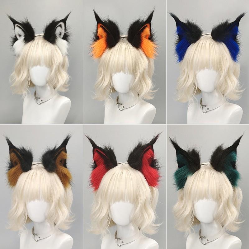 Handmade Plush Animal Ear Headband Cosplay Anime Convention Costume Accessory Fox Wolf Lynx Ears In Soft Faux Fur