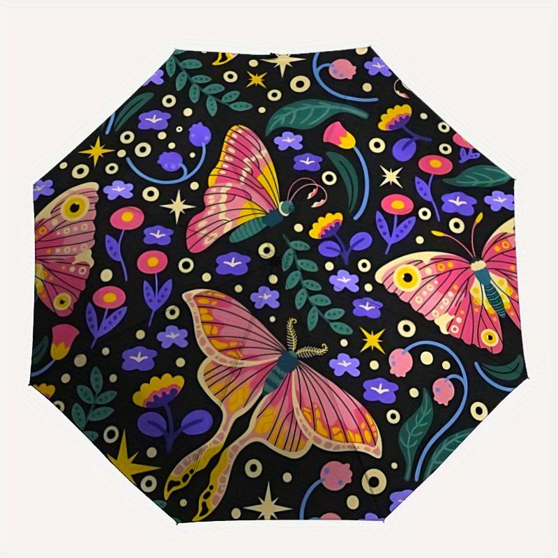 1pc Butterfly Floral PatternAutomatic Open/close, All-Season Portable Folding Umbrella for Friends, Travel, Everyday, Events  yy250806115
