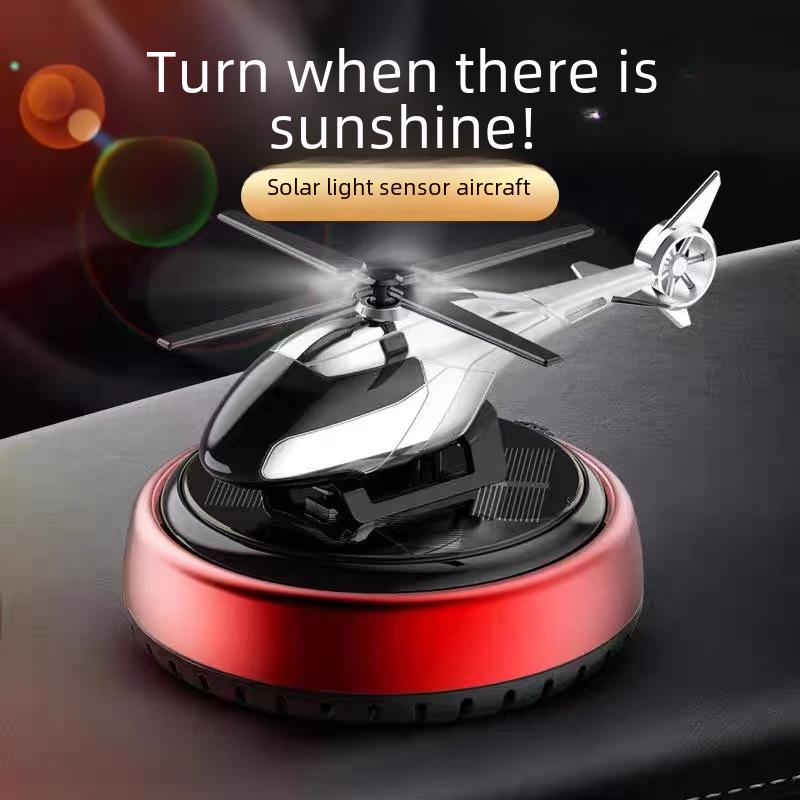 Вращающийся автомобильный освежитель воздуха в виде вертолета на солнечной батарее с датчиком освещенности