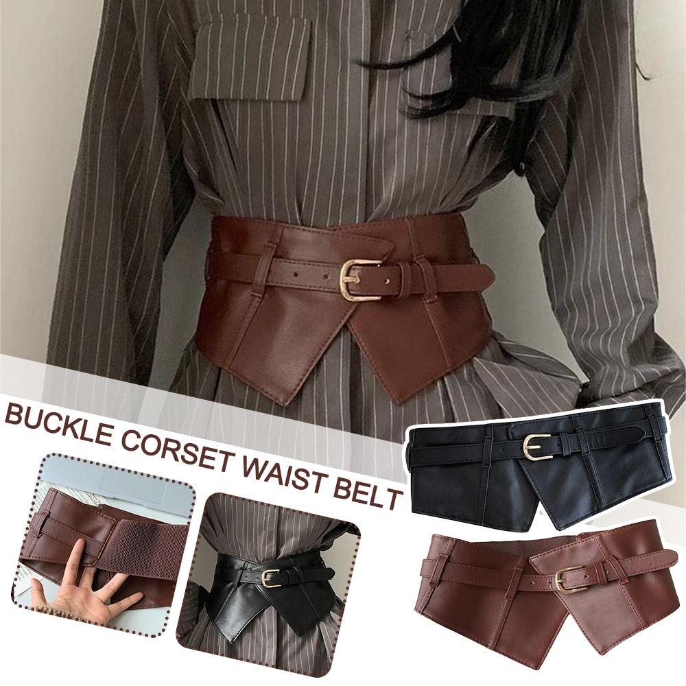 Wide Cummerbunds PU Leather Waistband Strap Fashion Waist Cover For Skirts Dress Top Sweater Coat