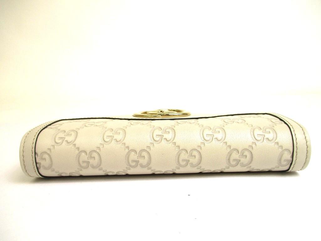 Authentic GUCCI Interlocking G Off White Leather Bifold Long Flap Wallet #706  Open box