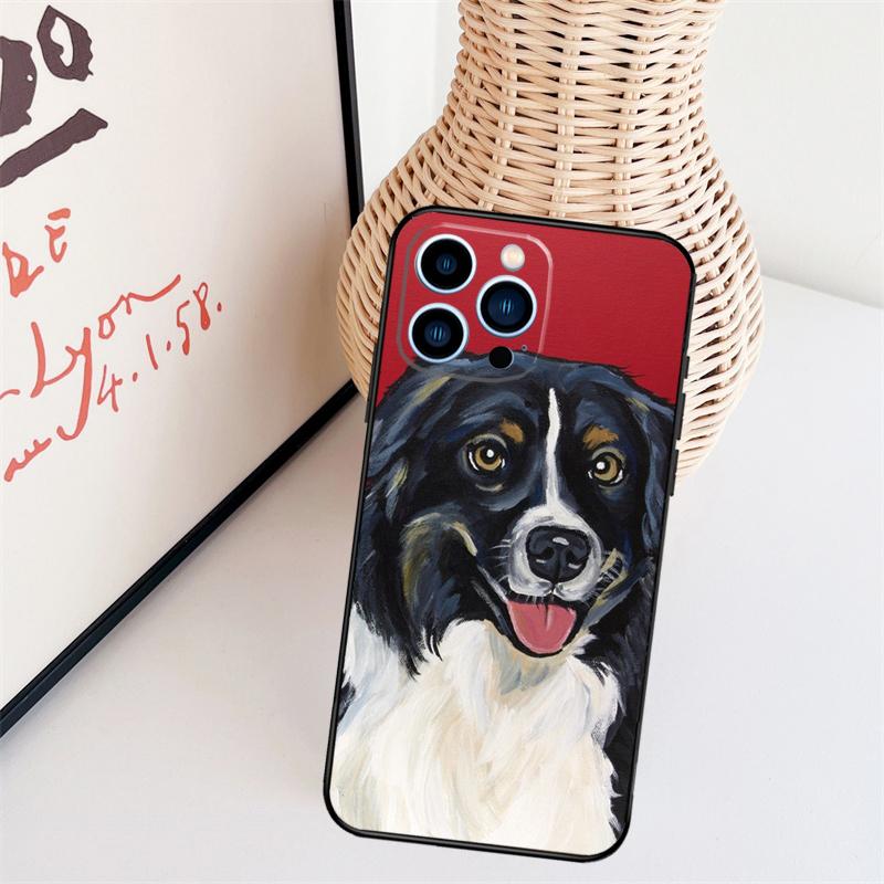 Cartoon Border Collie Phone Case For iPhone 16 15 Pro Max 11 12 13 Mini 14 Plus X XR XS Max Cover