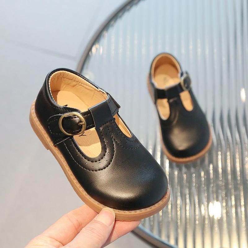 Детские кожаные туфли в японском стиле, ретро, весна-осень 2024 года, полые, однотонные, для мальчиков и девочек, модные детские туфли