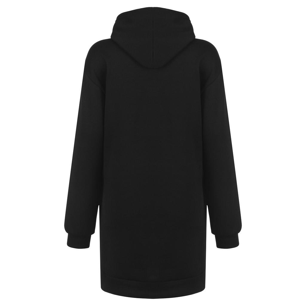 Женская толстовка средней длины с карманом и капюшоном с рождественским принтом и длинными рукавами