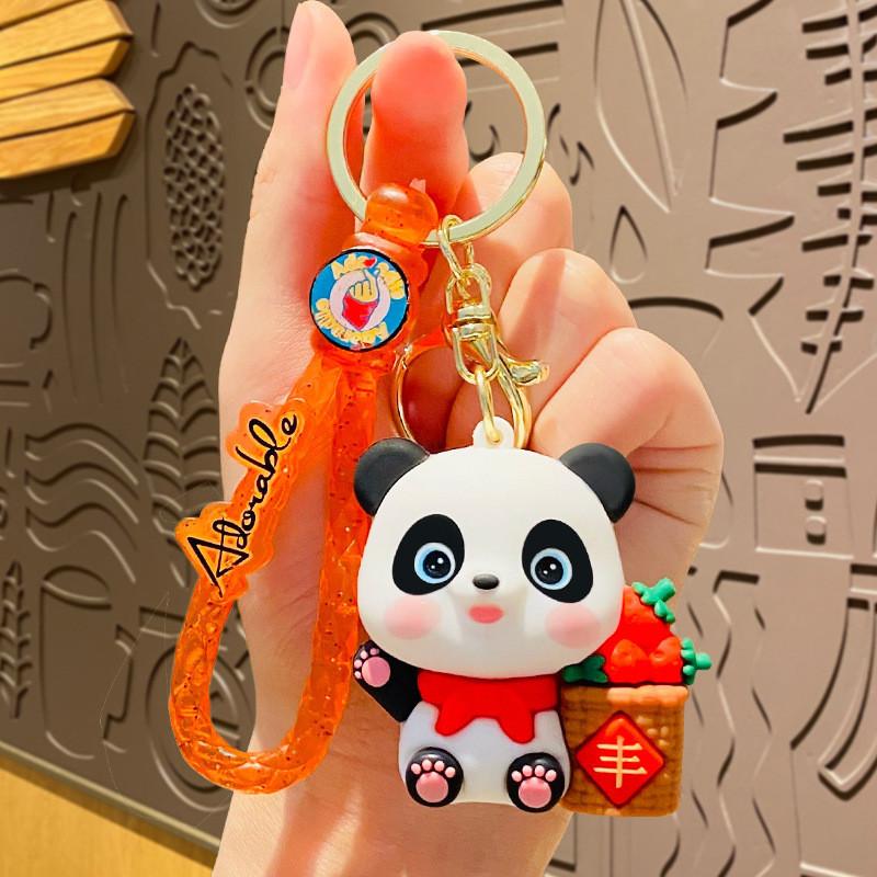 Adorable Cartoon Harvest Panda Keychain Plush Bag Charm Car Ornament Gift
