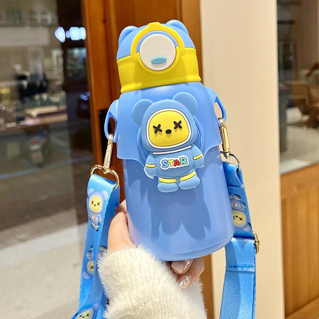 Милый мультфильм, детский термос из нержавеющей стали 316, бутылка для воды с соломинкой, термоизолированная чашка для студентов детского сада для мальчиков и девочек