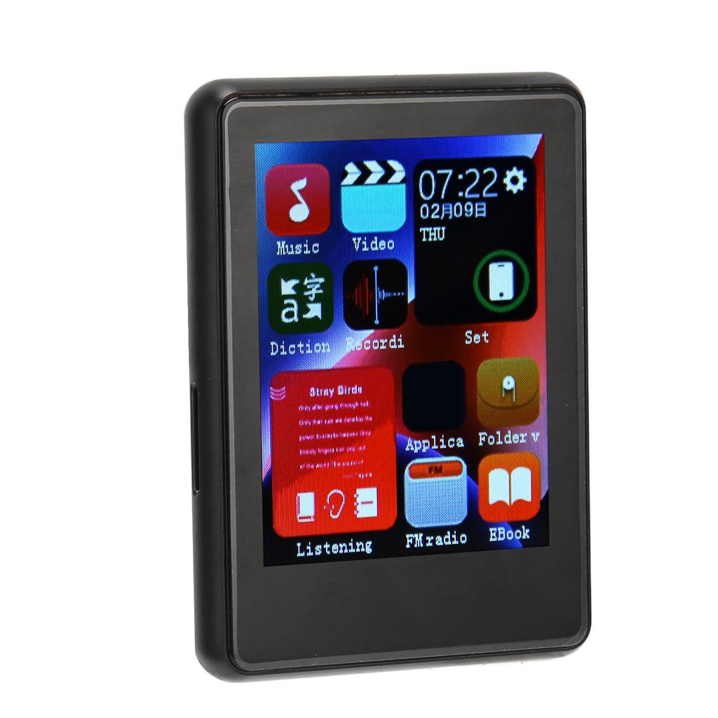 MP3-плеер Bluetooth 5.0 Поддержка FM-радио 2,4-дюймовый Полностью сенсорный экран HD Шумоподавление Портативный MP3-плеер для музыки Черный