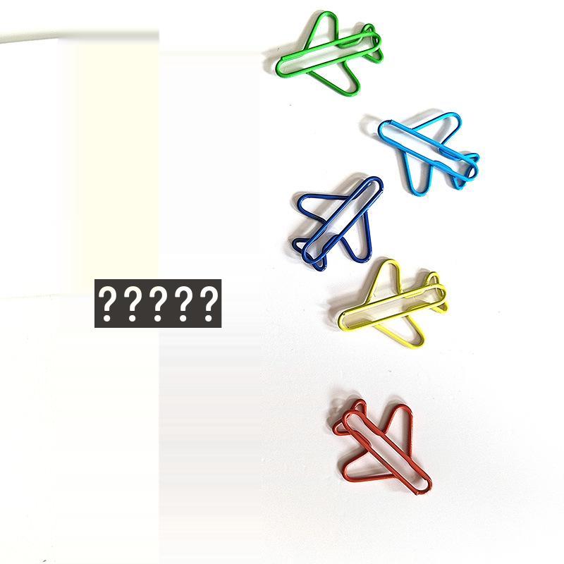 Colorful Airplane-Shaped Paperclips - Metal Bookmark Clips - Creative Office Gift