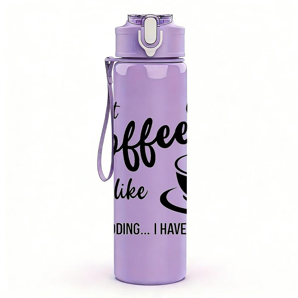 1PC I Am Not Coffee Like Slogan Print 750ml Color Plastic Sports Water Bottle Leakproof Flip Straw Lid Suitable for Sports Office Home Use