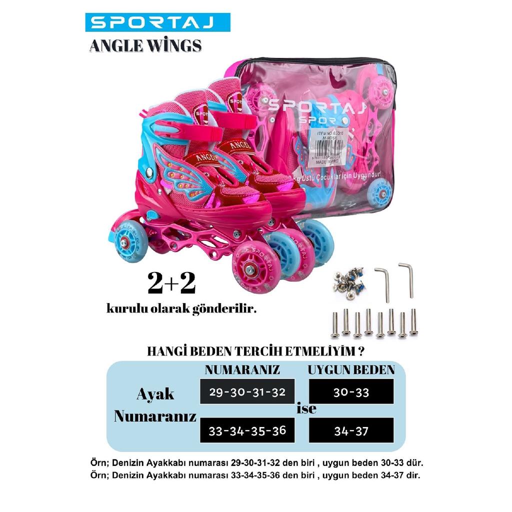 Angel Winged Illuminated Skates 2 2 Girl's Skates Silicone Wheel, 3 In 1 Wheel With Carrying Bag