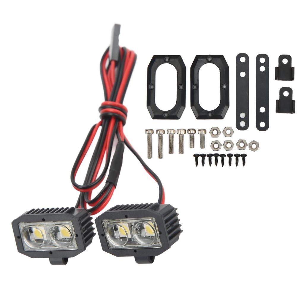 RC Headlight 4 LED White Lighting Color Plastic Housing 2.54JR Connector Removable Brackets RC Spot Lamp for 1 10 5 To
