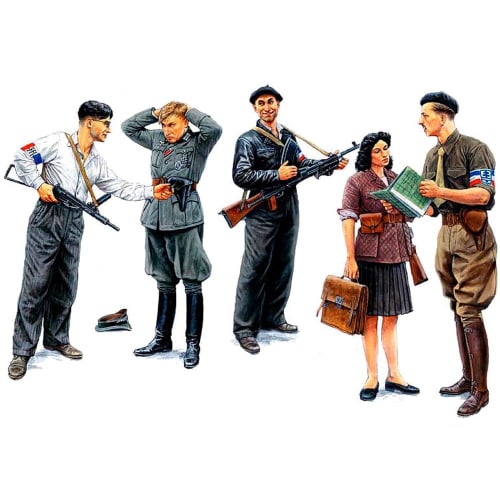 Master Box 1/35 Scale Plastic Model Kit: French Resistance and German Officer Prisoners of War, 1944, Set of 5 (MB35051)