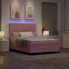 LED Box Spring Bed with Mattress Pink 140 x 190 cm Velvet