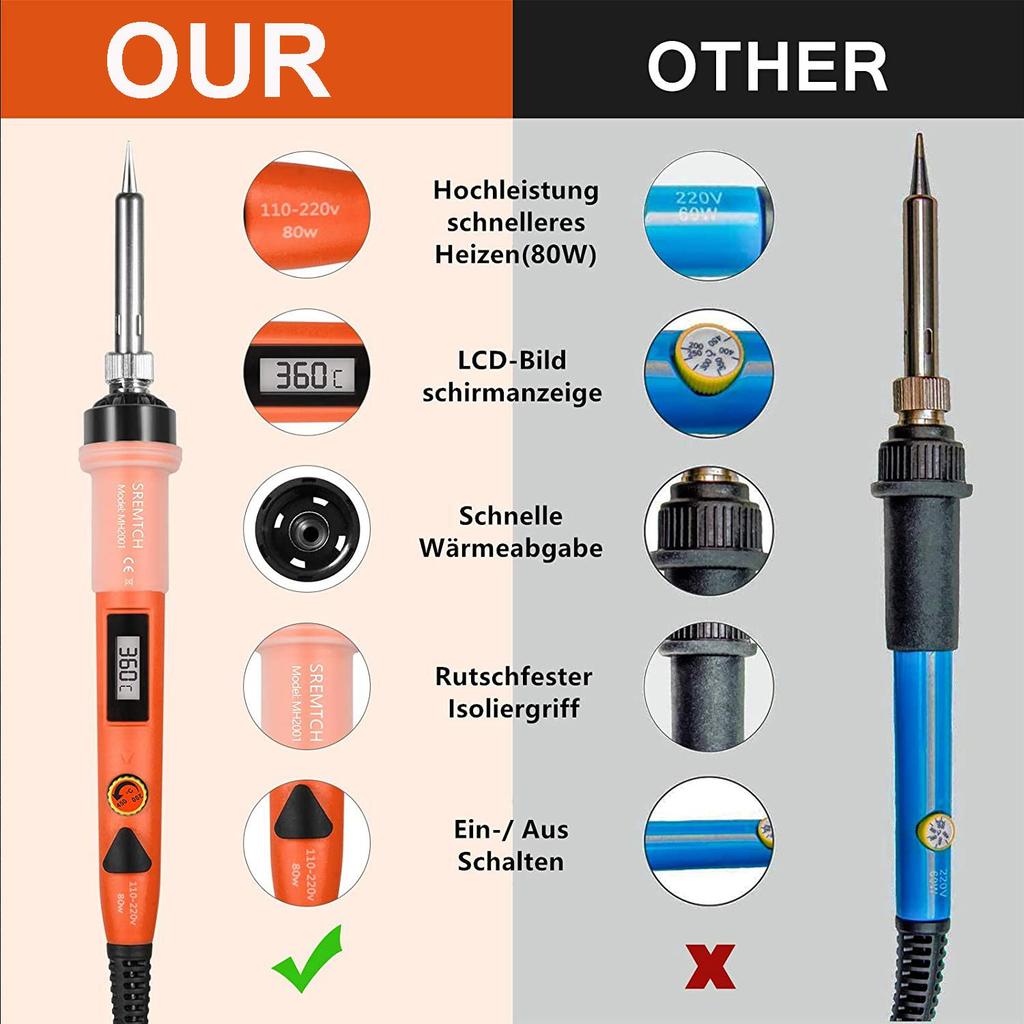 80 Вт комплект паяльника с ЖК-дисплеем, сварочная ручка с регулируемой температурой, инструмент для распайки, насос для пайки, 110 В 220 В