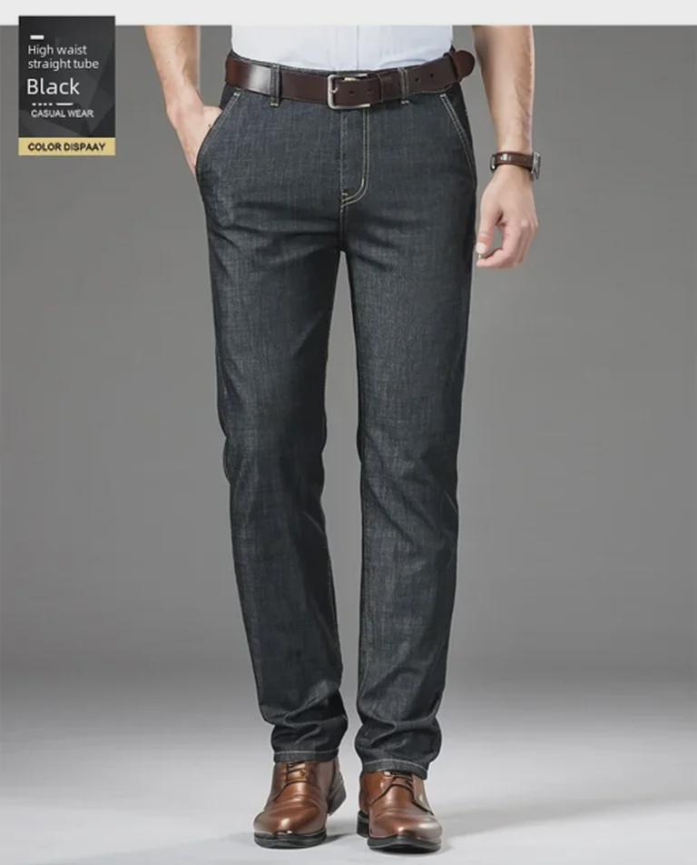 Мужские свободные прямые джинсы из модала с высокой талией