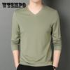 Эластичная мужская футболка с v-образным вырезом и длинным рукавом, мужская футболка для мужских футболок, мужская одежда, футболка, брендовые футболки