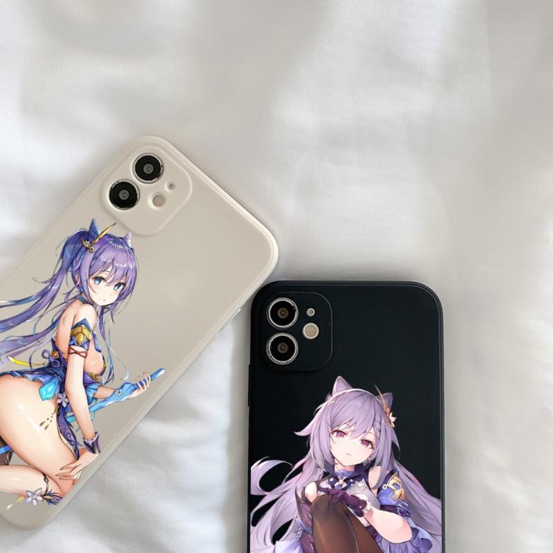 Genshin Impact Keqing Phone Case For IPhone 14 11 12 13 Pro Max X XR XSMax 6 6S 7 8 Plus SE 2022 Soft Square Color Phone Cover