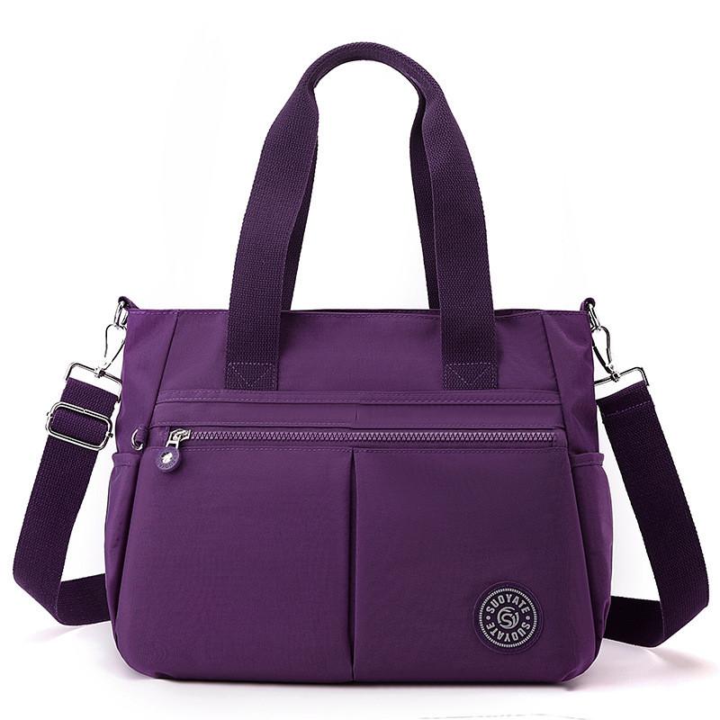 Womens Medium Nylon Tote Bag With Inner Zipper And Phone Pocket For Daily Use And Shopping