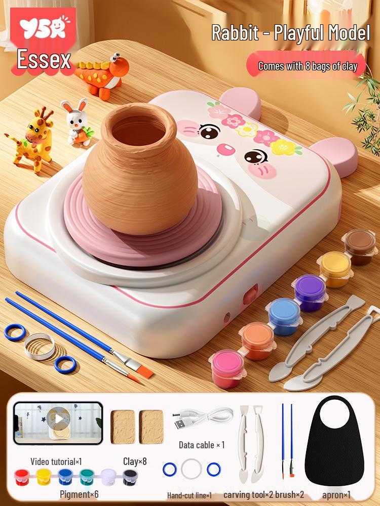 Children's Electric Pottery Machine Set with Polymer Clay & Tools for Students