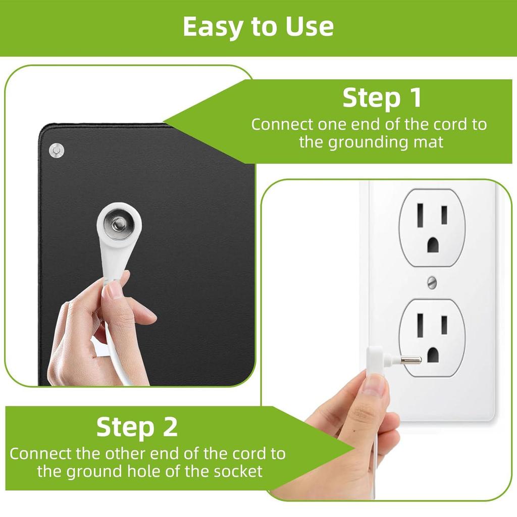 2 шт. Заземляющий коврик 10x26,7" Заземляющая подставка для ног с 2 заземляющими проводами Комфорт для сна Баланс Универсальное использование