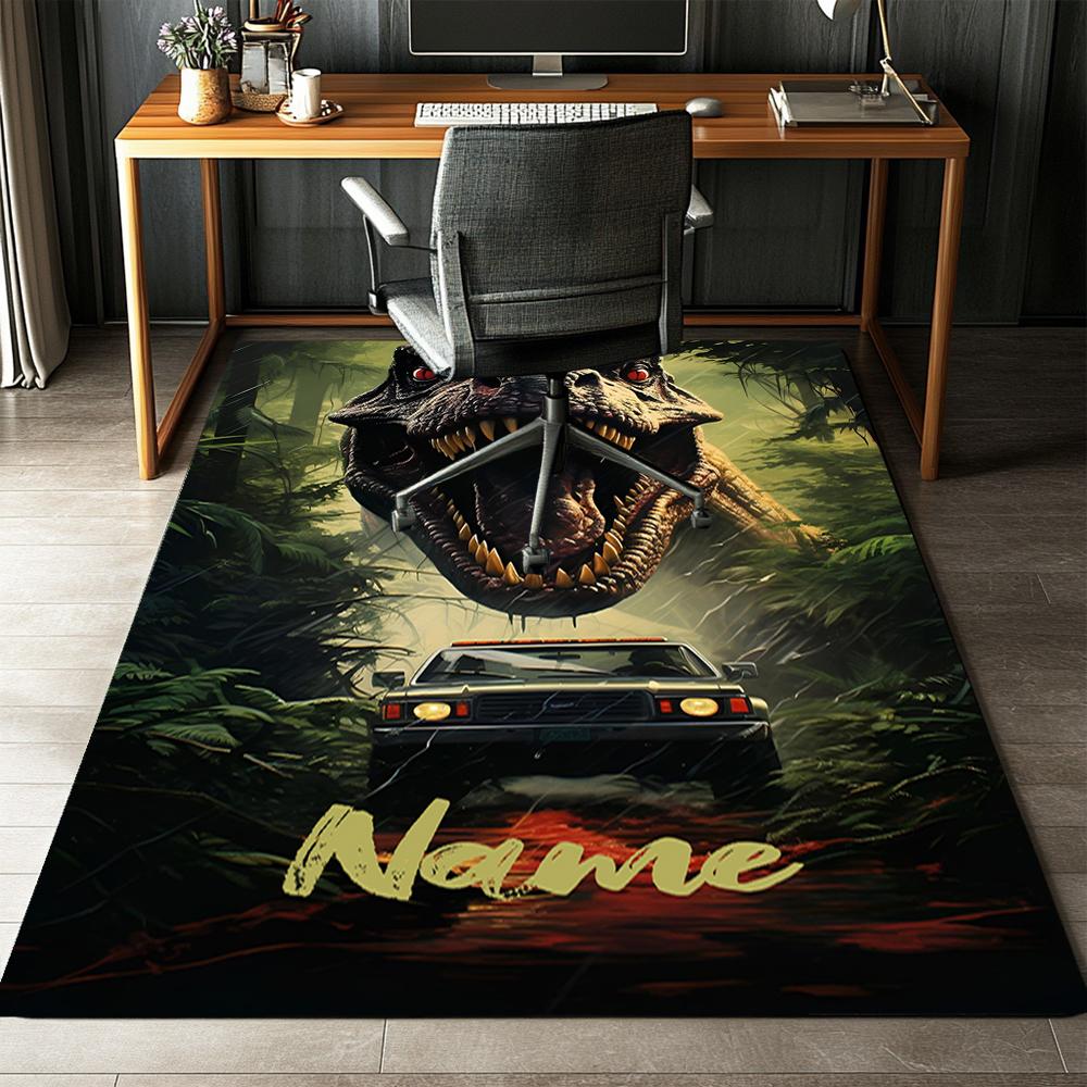 Custom Name Dinosaur Printed Carpet,Rug for Office Chair Living Room Bedroom Kitchen Room Decor Gifts.