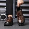 Деловая мужская кожаная обувь на толстой подошве Ретро повседневный стиль Офис Высокое качество взрослая формальная обувь Черная коричневая шнуровка Новинка