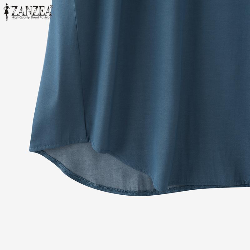 ZANZEA Женское повседневное платье-рубашка свободного кроя с отложным воротником и рукавом 3/4