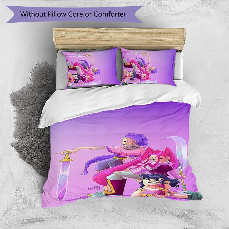 Kpop Demon Hunters Pattern Printed 3PCS Bedding Set, Soft Skin-Friendly Washable Duvet Cover & Pillowcases Set