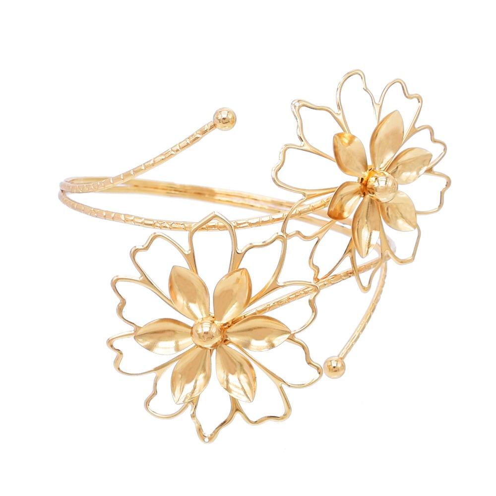 Adjustable Flower Bracelet Hollow Out Arm Ring Exquisite Armband  Beach