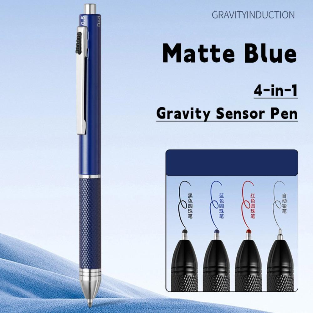 Metal Multifunction Pen 4-in-1 0.5mm Mechanical Pencil Simple 3 Color Ballpoint Pen  School Office