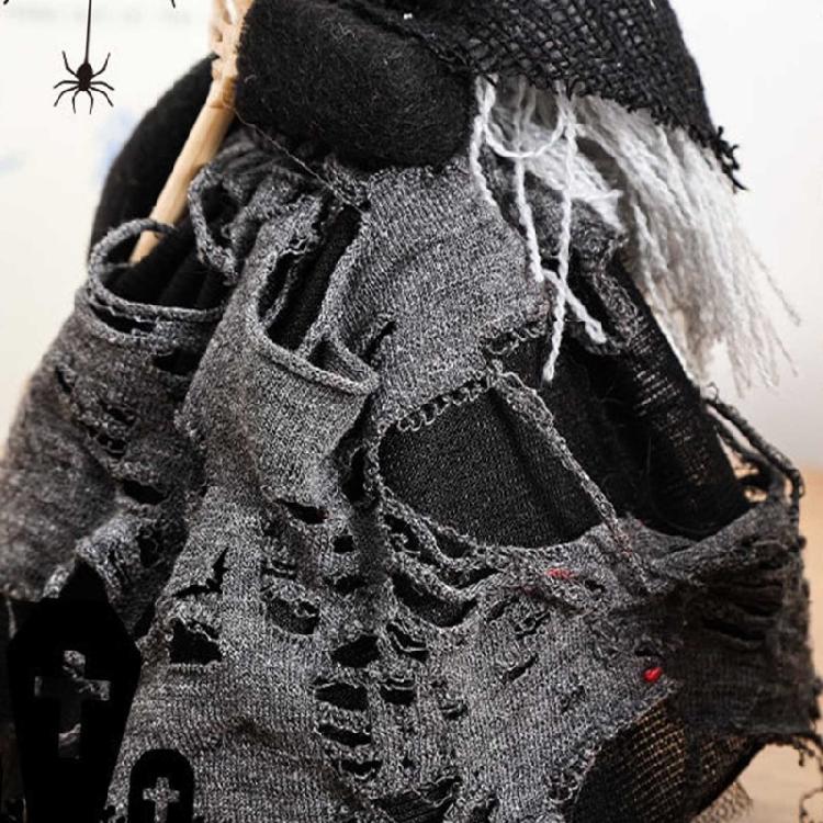 Haunting Halloween Decorative Witch Broom Personalized Fabric and Wood Witch Broom Sculpture for Halloween Celebration