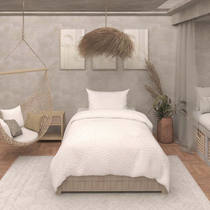 Parure housse de couette 3D microfibre 140x200 cm MAYA blanc, par Soleil d'Ocre