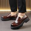Британская мужская черная коричневая повседневная обувь на толстой подошве увеличивающая рост пенни-лоферы свадебное платье формальная обувь zapatos hombre