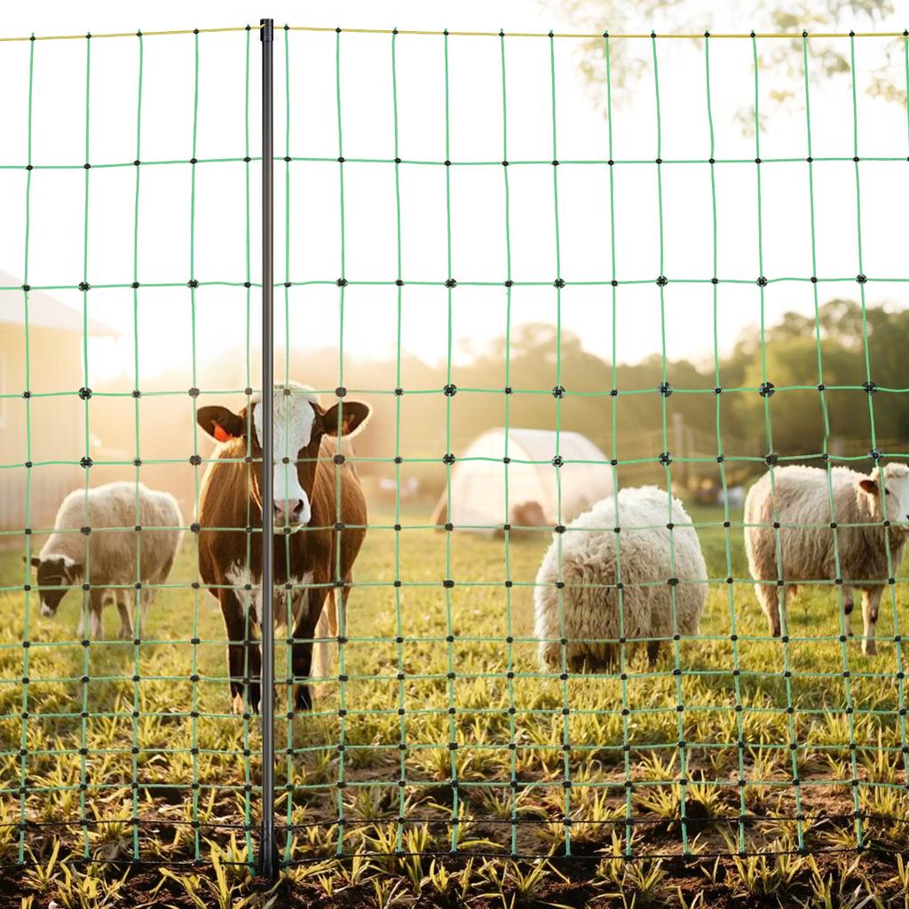 VEVOR Electric Fence Netting, 1.27 m x 50 m, Livestock Net Fencing with Posts & Stakes, Portable Mesh Nets for Goats, Sheep, Deer, Hogs, Dogs