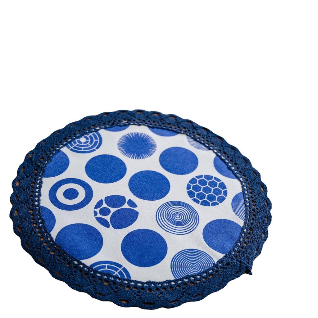 Placemat Single Layer Lace Round Decoration Heat Insulation Geometric Printing Single Piece