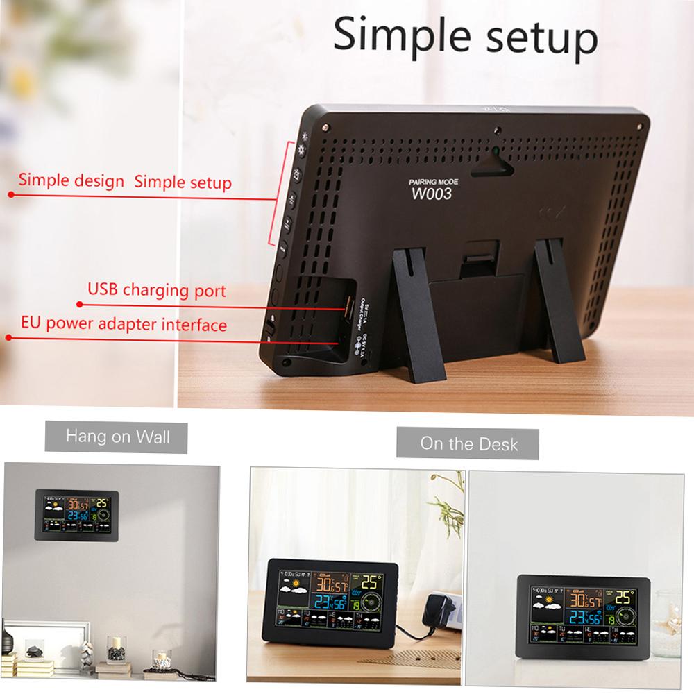 Умная погодная станция WiFi, комнатная и уличная, отображение температуры, влажности, атмосферного давления, скорости ветра, управление через приложение, многофункциональные часы