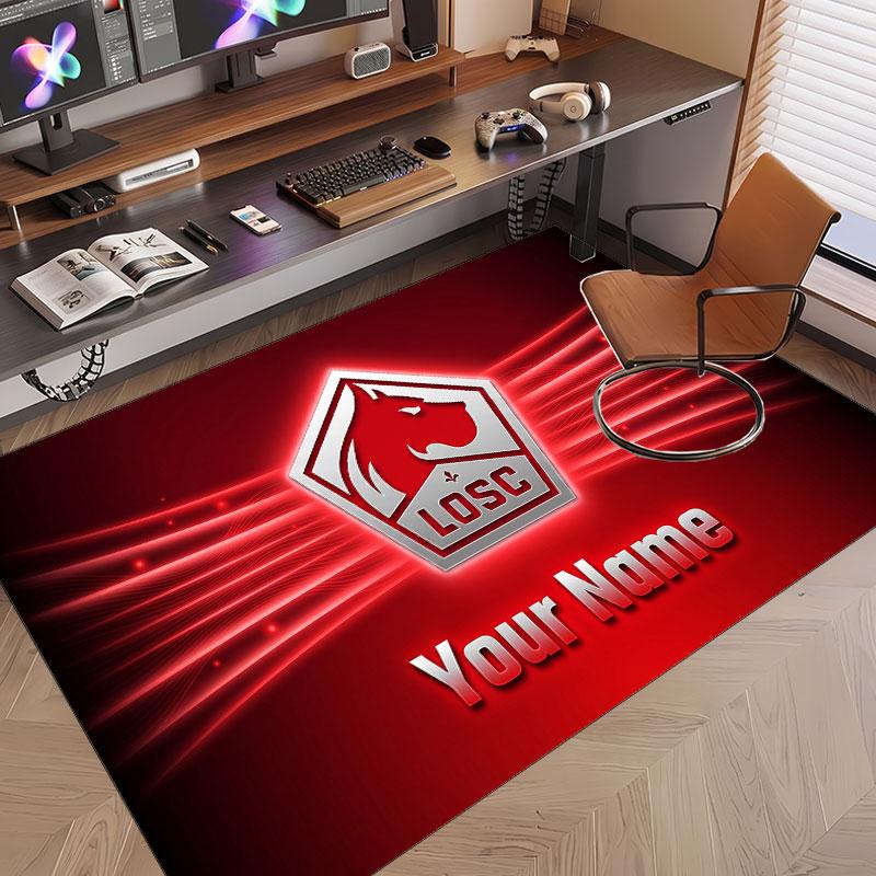 Custom Rug LOSC Lille FC Pattern Print Name Text Soft Non‑Slip Floor Carpet for Home Indoor Decoration