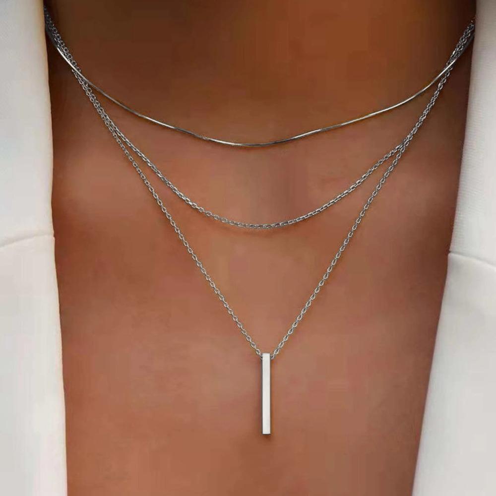 Simple Personalized Love Necklace Multilayer Pendant Clavicle Chain New Double Design Necklace