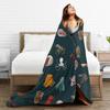 Cephalopod Collection Blankets Soft Warm Flannel Throw Blanket Cover for Bed Living Room Picnic Travel Home Couch