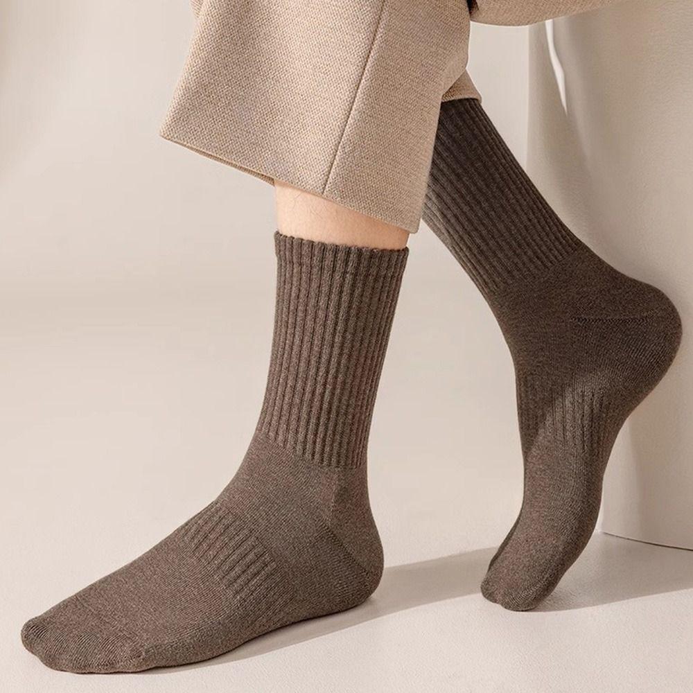 Носки среднего размера из хлопка, толстые теплые чулки из флиса, зимние теплые носки среднего размера