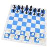 Набор для шахматной игры 19,7 дюйма, пластиковые 32 шахматные фигуры, шахматные фигуры с шахматной доской из ПУ с синей и белой сеткой и
