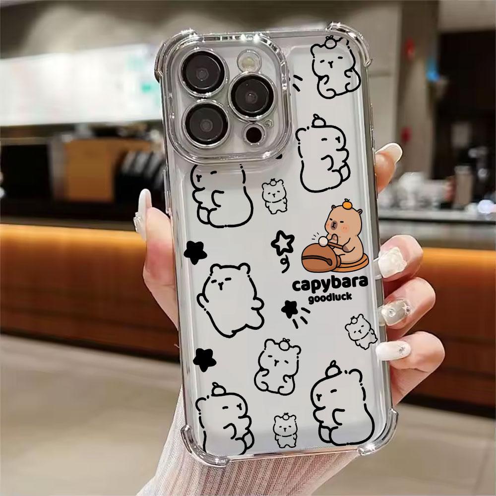 Cute Little Capybara Phone Case For Xiaomi 15T 14T 13 Pro 15 F8 Ultra Poco X7 F7 Pro X3 X5 X6 F5 M7 Soft Shockproof Clear Cover