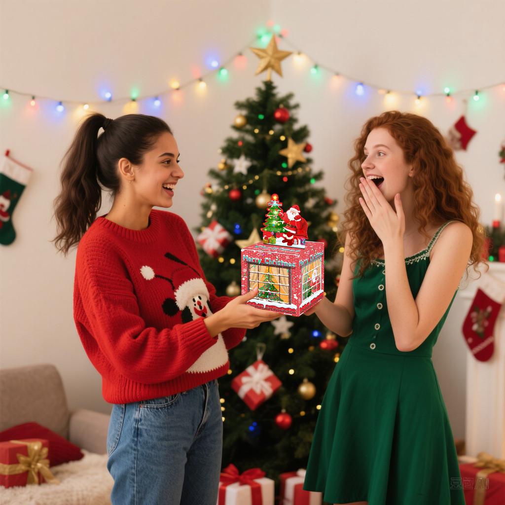 Праздничная красная домик Санты копилка с подарочной коробкой для рождественских вечеринок