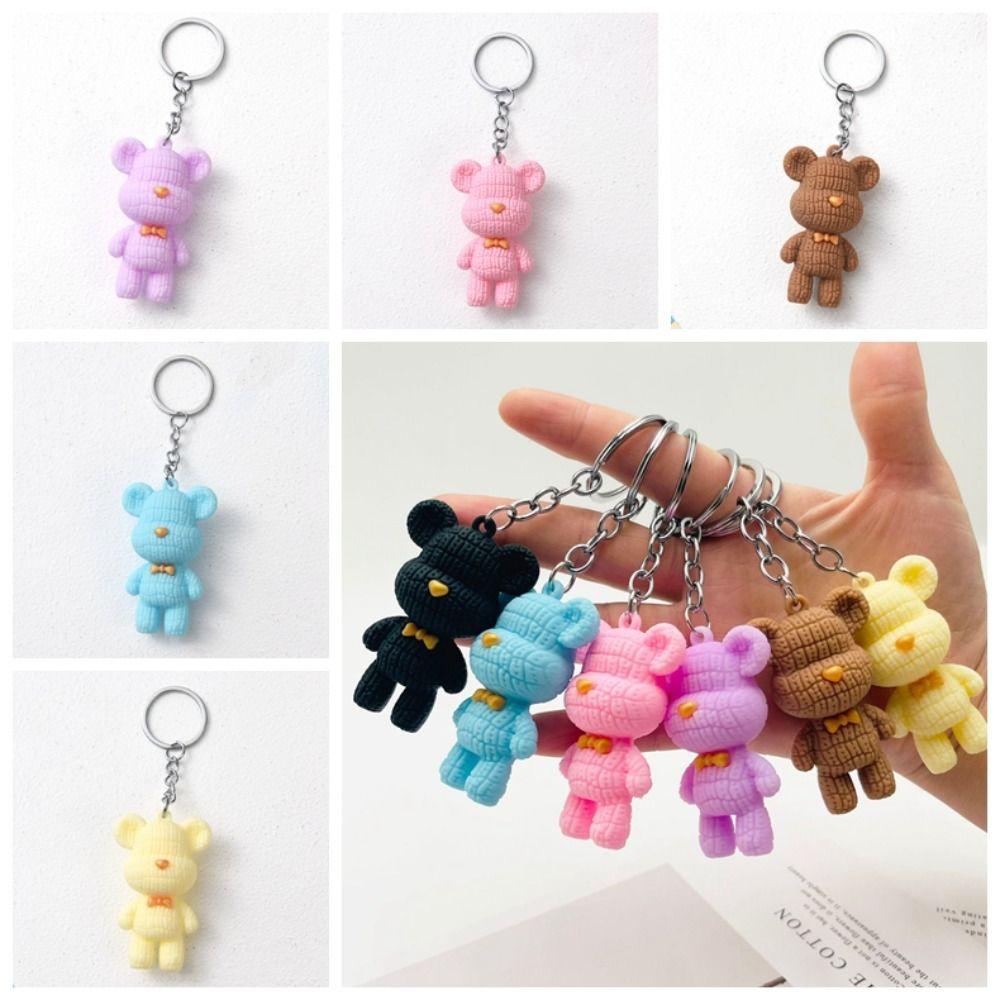 Backpack Charm Wool Bear Shape Key Rings Pendant Soft Color Bear Keychains   Backpack Decoration